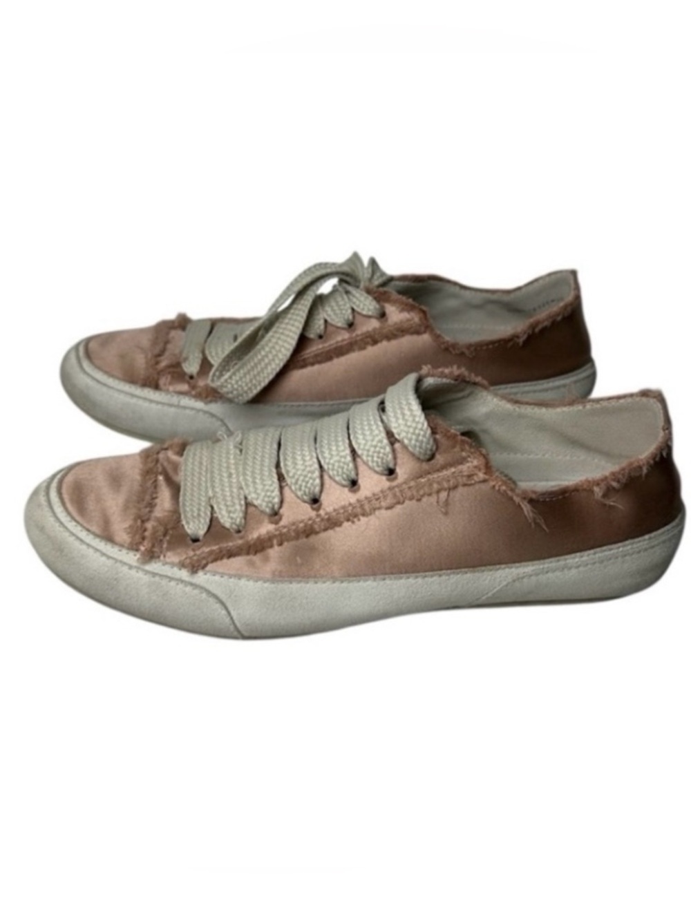 Pedro Garcia Parsonin Camel Satin Lace Up Sneaker Light Pink Satin Suede Size 10